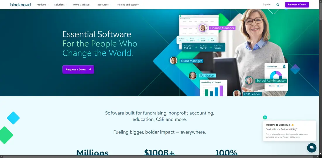 Blackbaud website screenshot