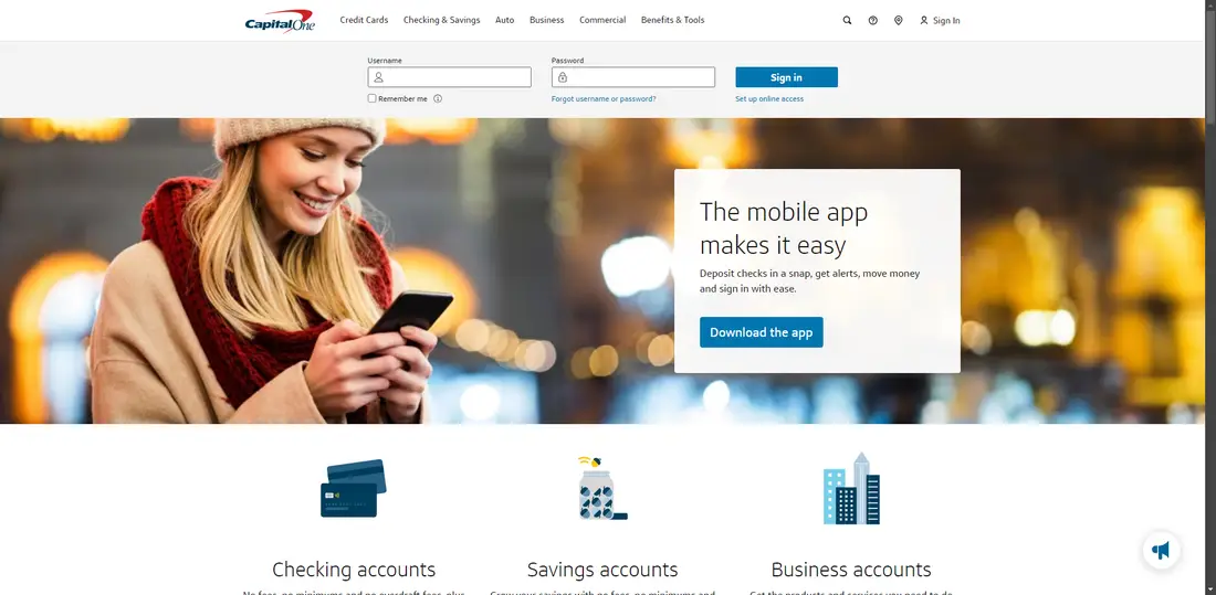 Capital One Financial Corporation website screenshot