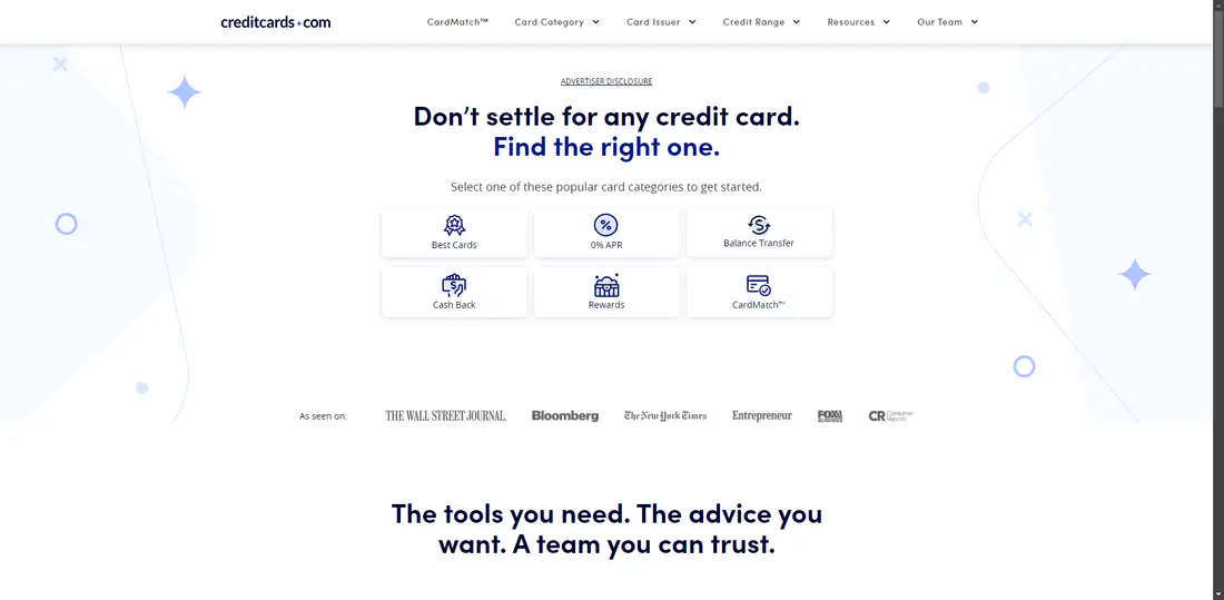 CreditCards.com website screenshot