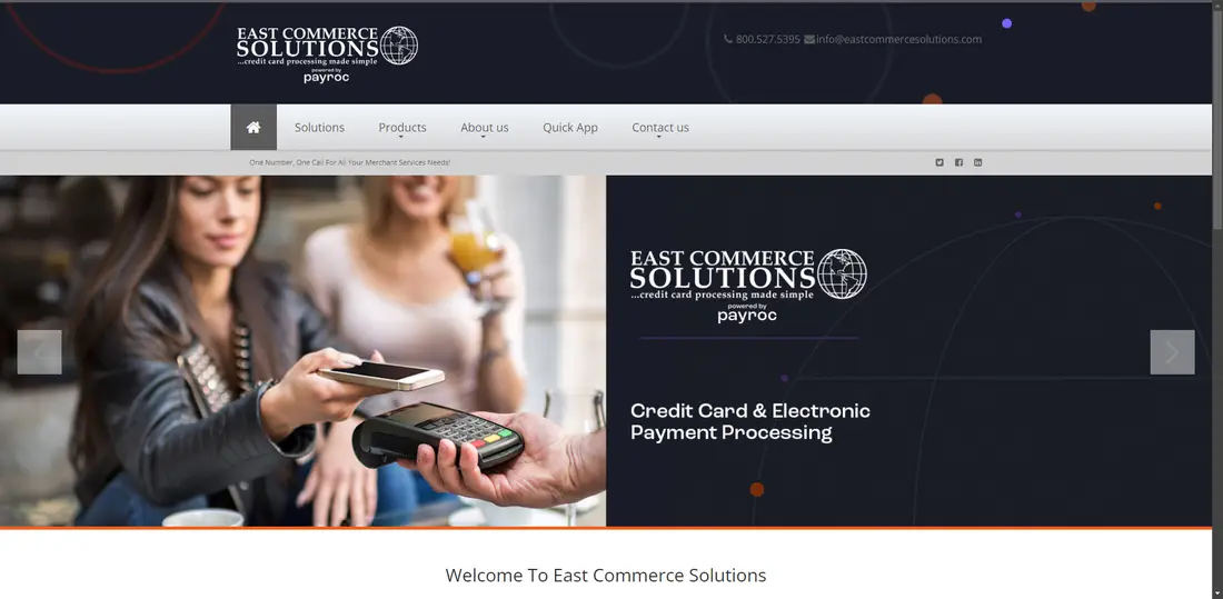 East Commerce Solutions, Inc. website screenshot