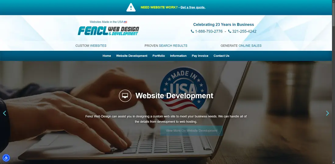 Fencl Web Design website screenshot