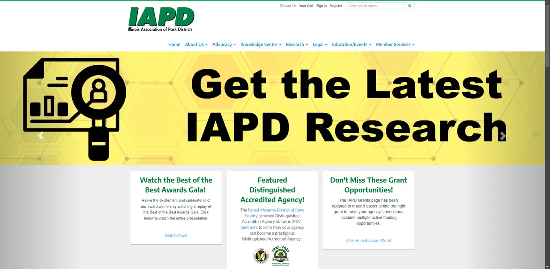 Illinois Association of Park Districts website screenshot