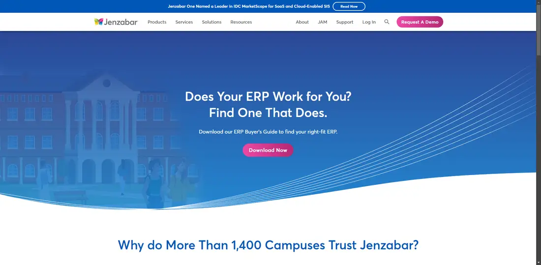 Jenzabar, Inc website screenshot