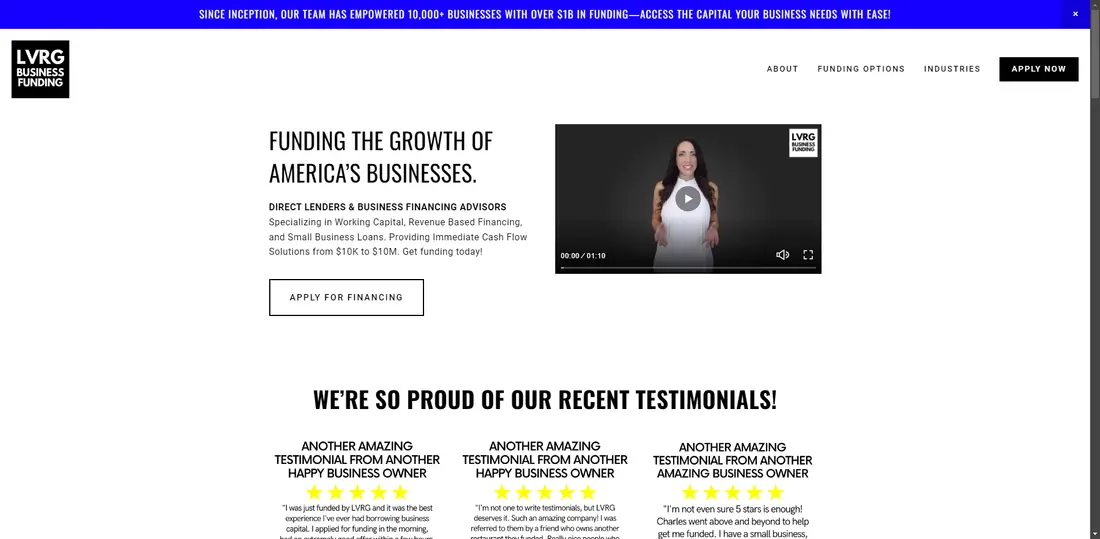 LVRG Funding website screenshot