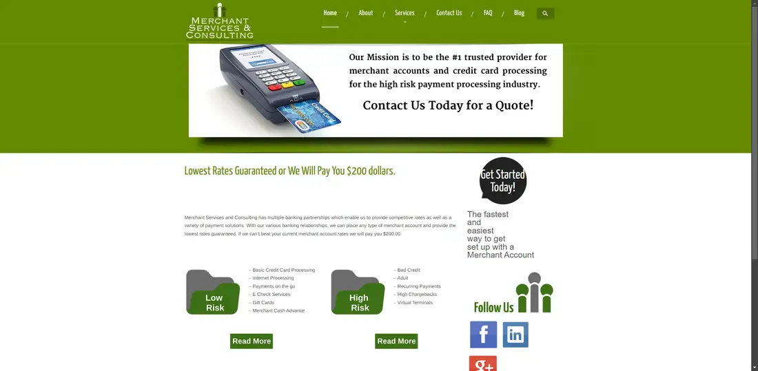 Merchant Services and Consulting, LLC website screenshot