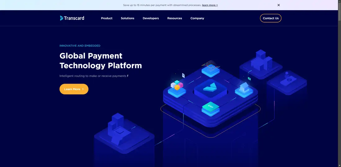 Transcard website screenshot