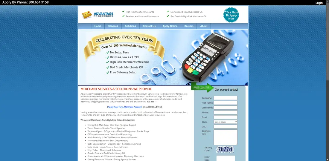 AdvantageProcessors.com website screenshot