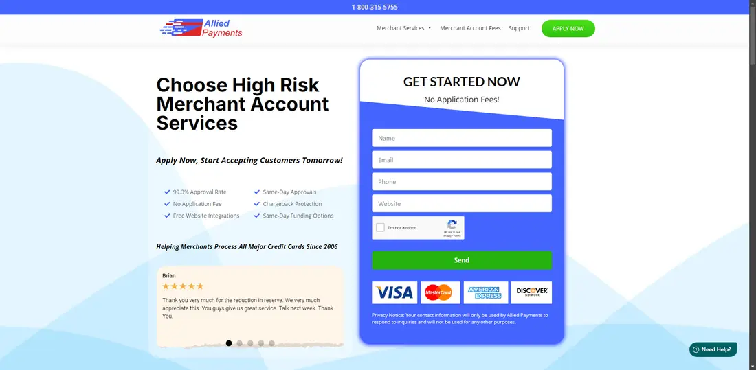 Allied Payments website screenshot