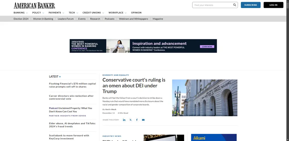 American Banker website screenshot