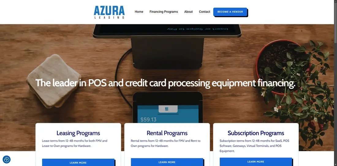 Azura Leasing website screenshot