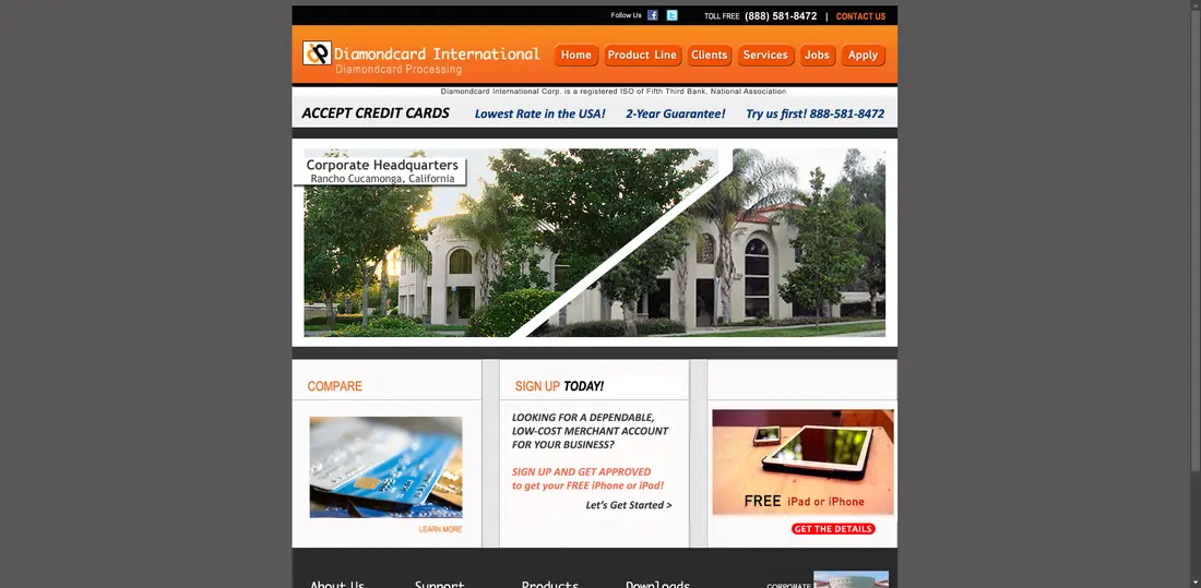 Diamondcard International Corp. website screenshot