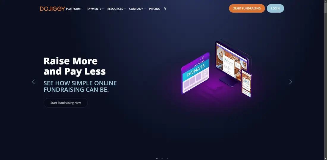 DoJiggy Fundraising Software website screenshot