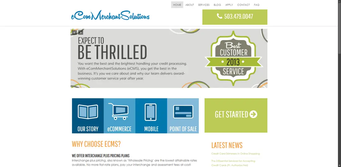 Ecom Merchant Solutions, Inc. website screenshot