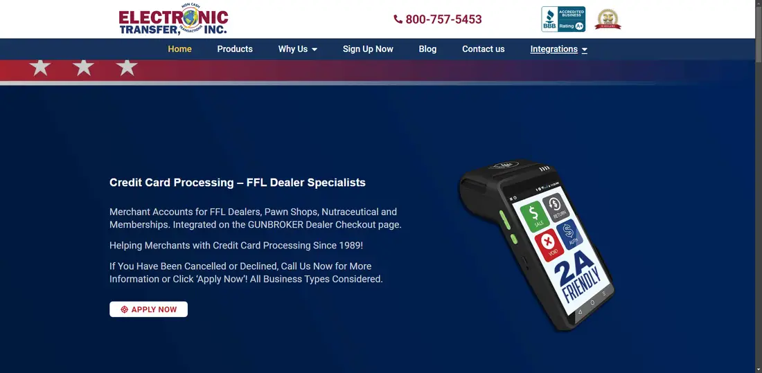 Electronic Transfer, Inc website screenshot