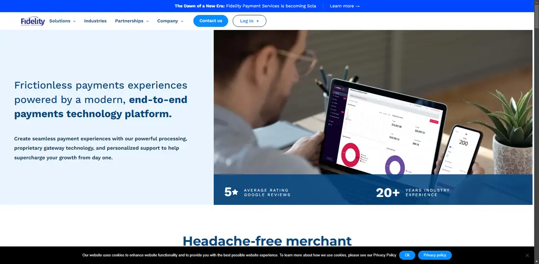 Fidelity Payment Services website screenshot