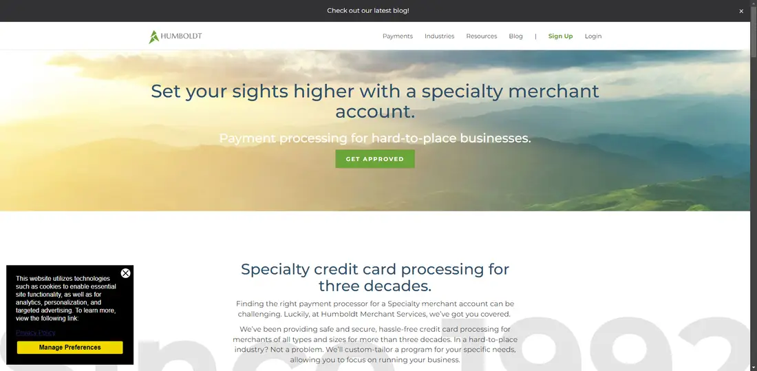 Humboldt Merchant Services website screenshot