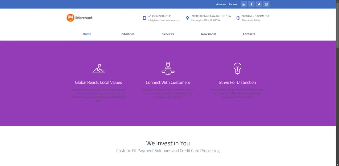 iMerchant Solutions website screenshot