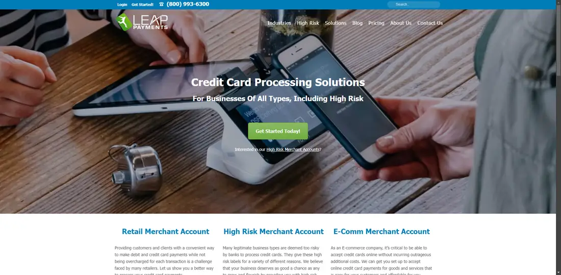 Leap Payments, Inc. website screenshot