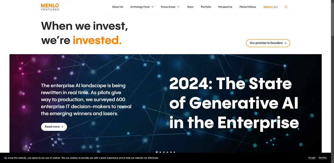 Menlo Ventures website screenshot