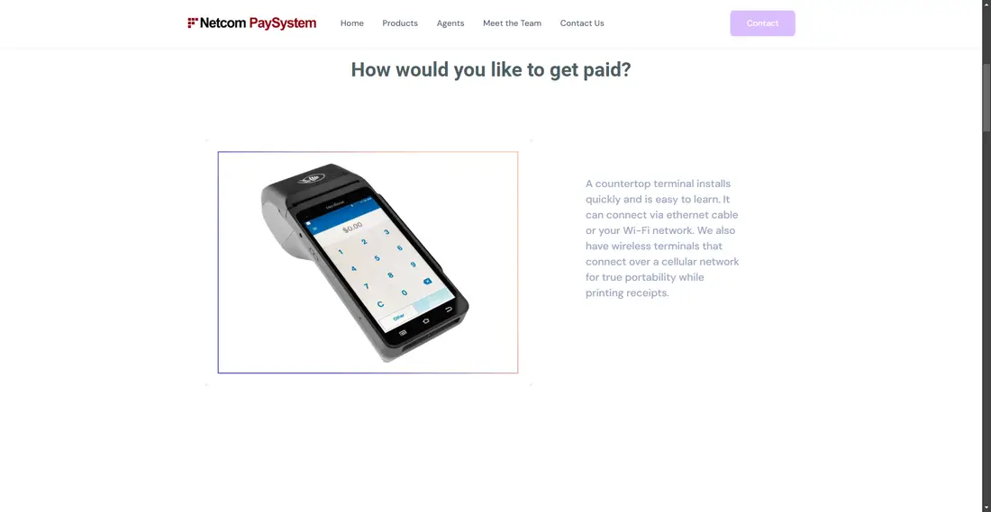 Netcom PaySystem website screenshot