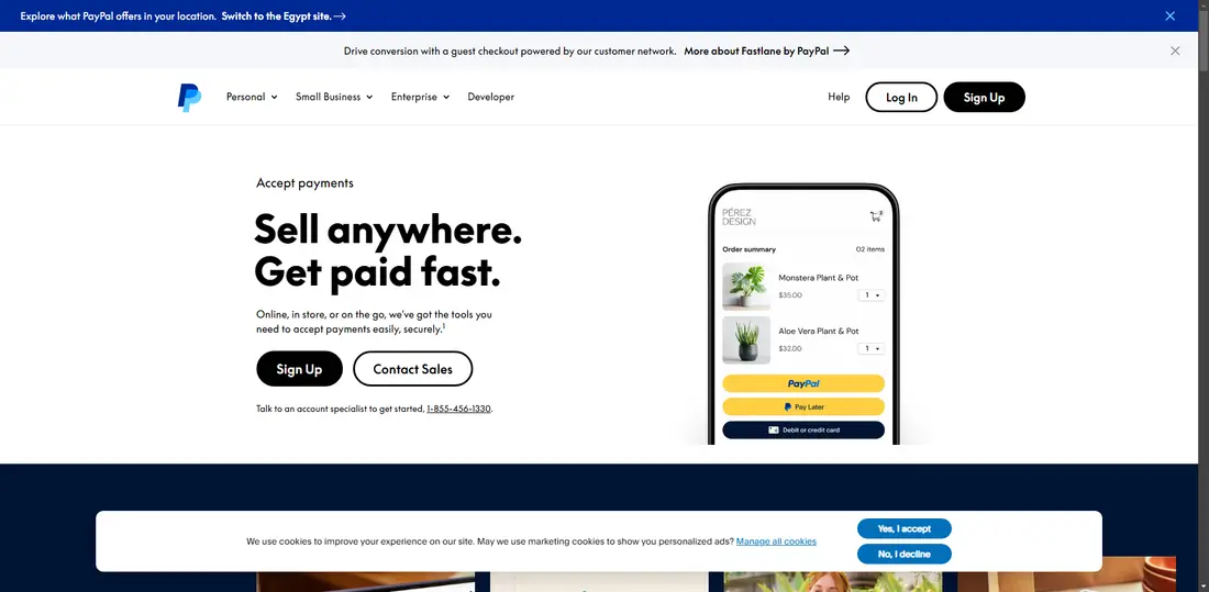 PayPal Holdings, Inc website screenshot