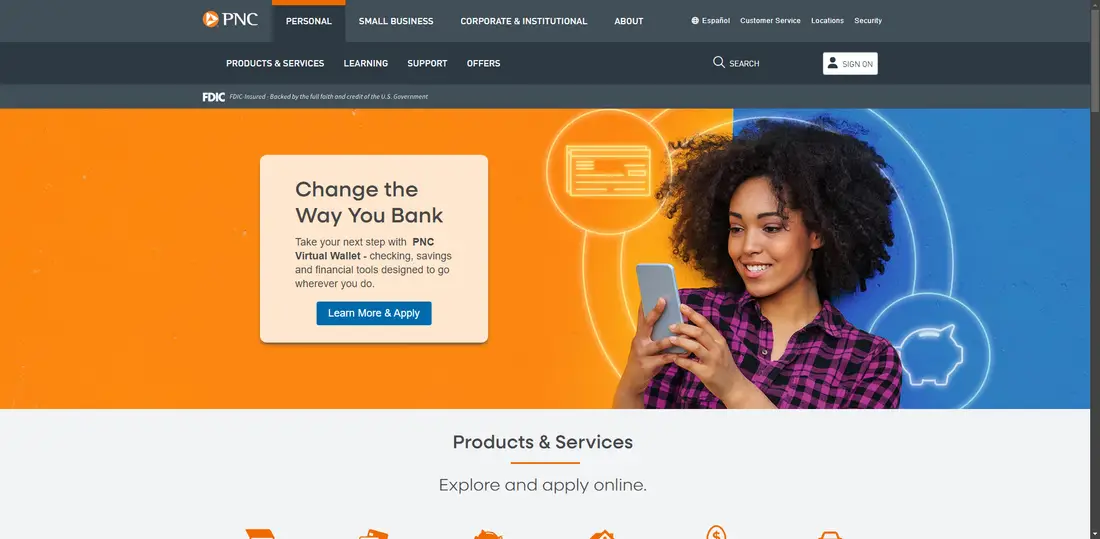 PNC Bank website screenshot