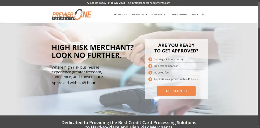 Premier One Payments website screenshot