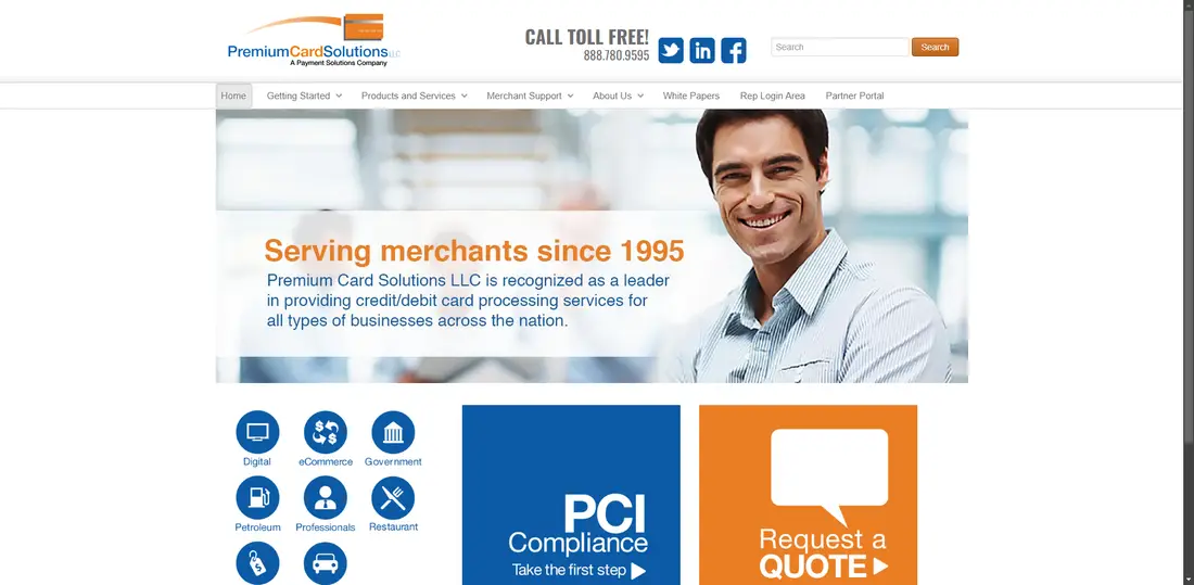 Premium Card Solutions website screenshot