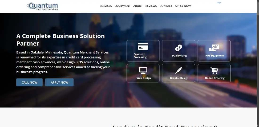 Quantum Merchant Services website screenshot