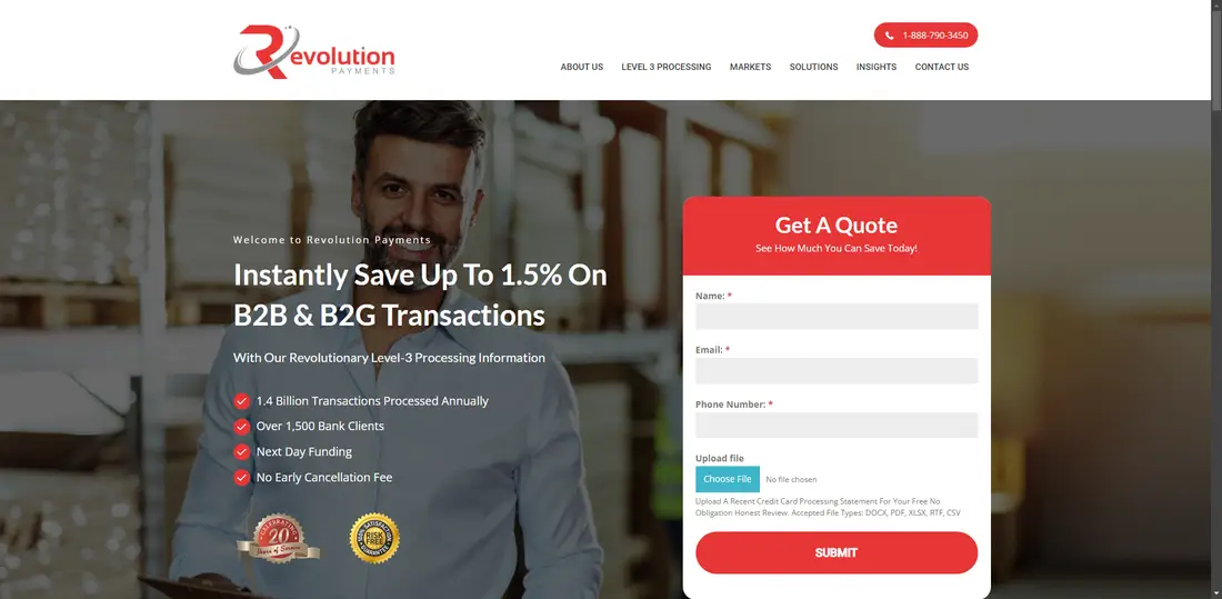 Revolution Payments website screenshot