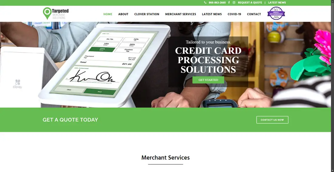 Targeted Merchant Solution website screenshot