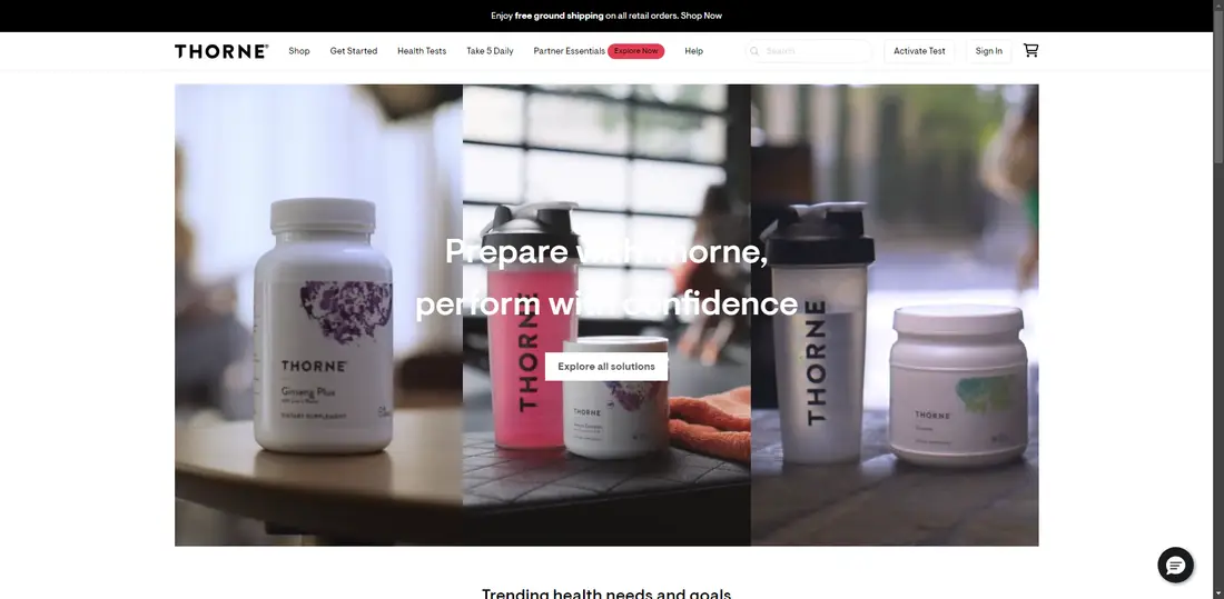 Thorne Research website screenshot
