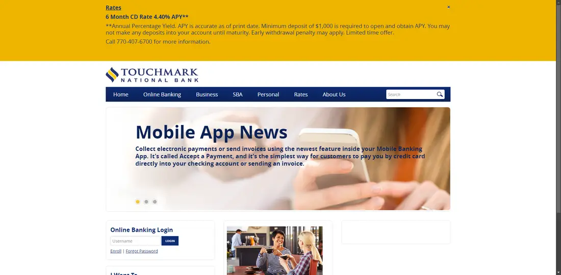 Touchstone Bancshares, Inc. website screenshot