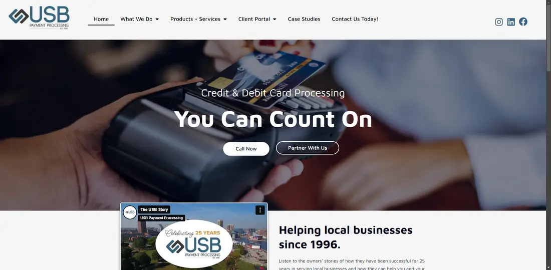 USB Payment Processing website screenshot