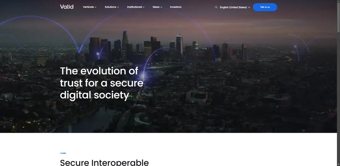 Valid USA website screenshot