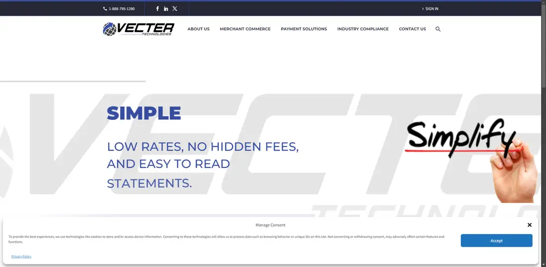 Vecter Technologies website screenshot