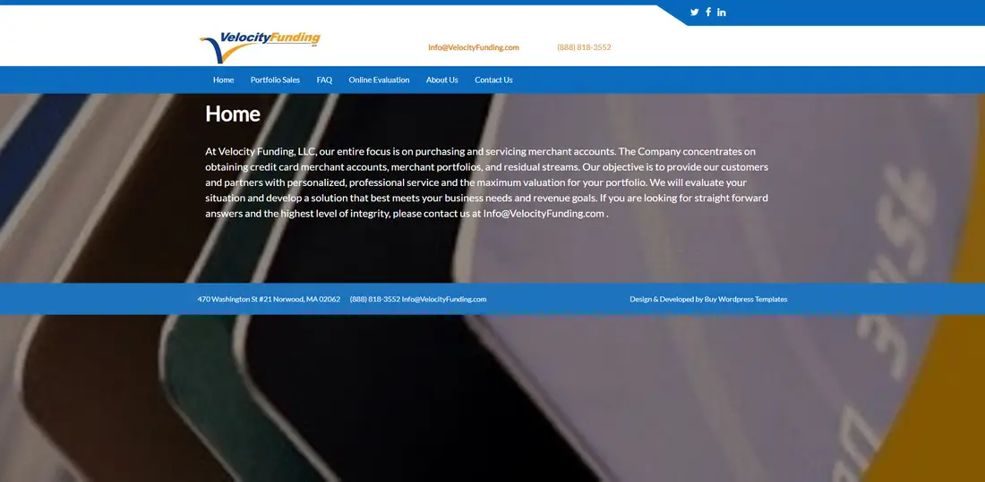 Velocity Funding website screenshot