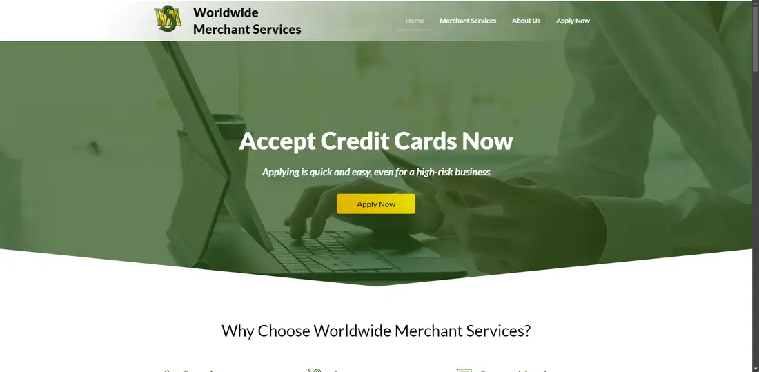Worldwide Merchant Services website screenshot