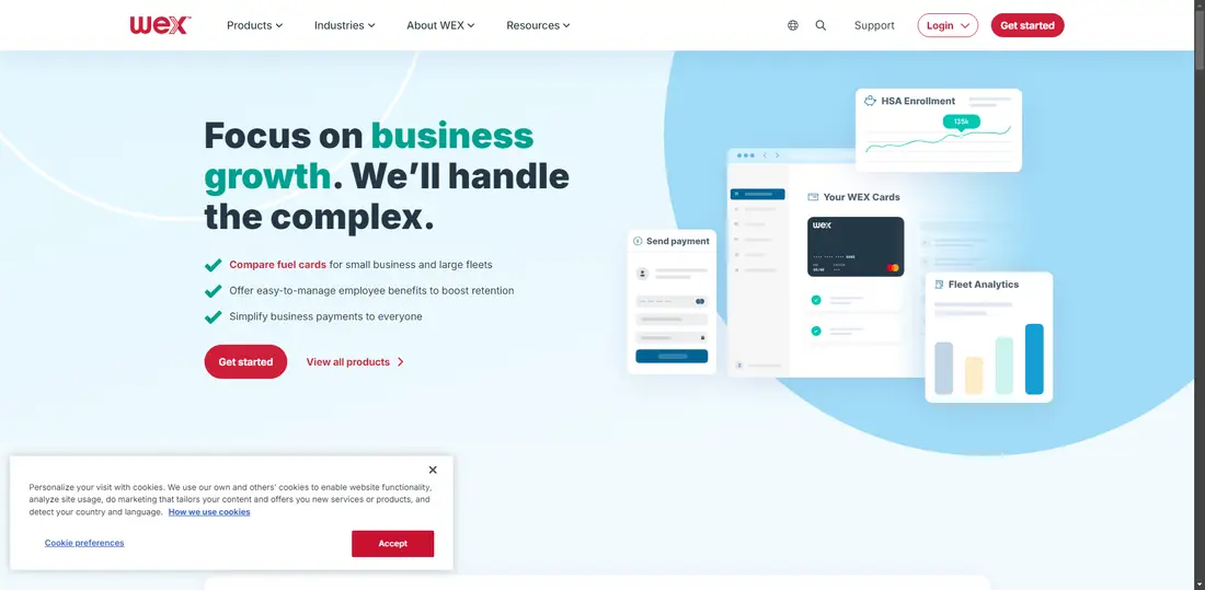 WEX website screenshot